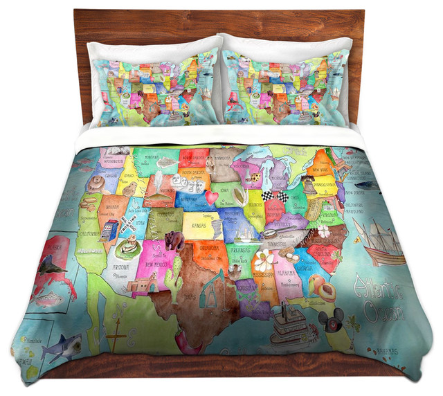 Duvet Cover Twill United States MAP Contemporary Duvet Covers And