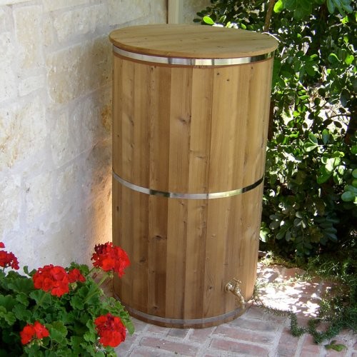 Exaco ECO 67 Wooden Round Rain Barrel Contemporary Outdoor Products