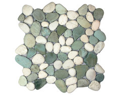 Green & White Pebble Tile contemporary-tile