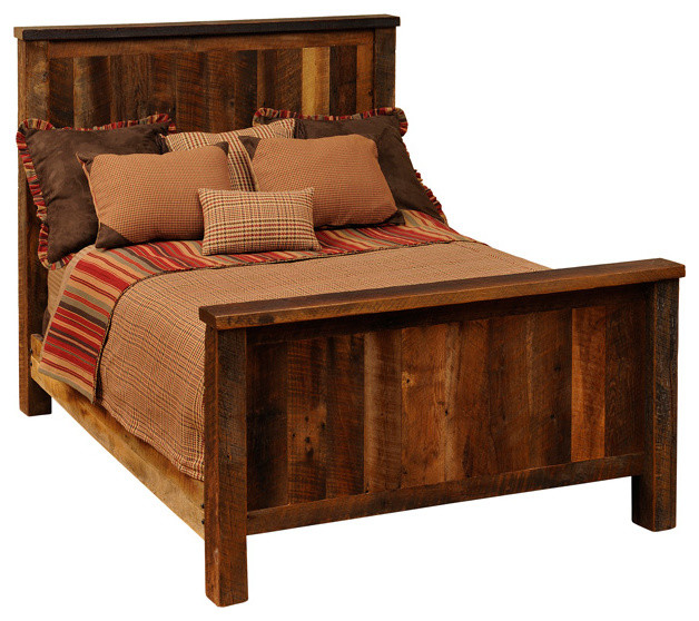 Fireside Lodge Traditional Reclaimed Barnwood Bed, California King Size