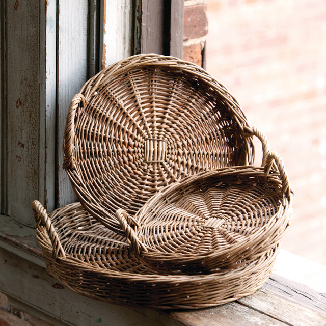 Round Willow Trays Traditional Baskets atlanta by Iron Accents