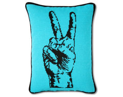 Peace Hand Needlepoint Pillow eclectic-pillows