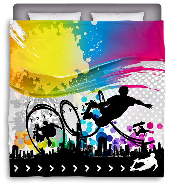 ... Made In USA "Skate City" Skateboard Queen Comforter modern-bedding ... Made In USA "Skate City" Skateboard Queen Comforter modern-bedding