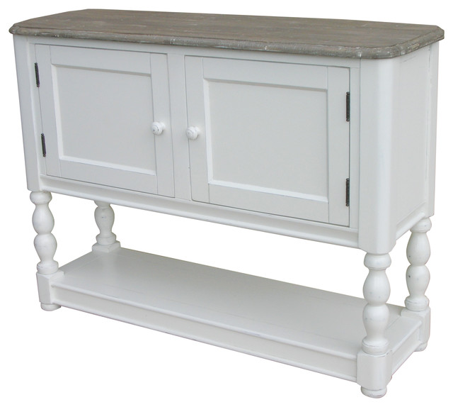 Coastal Newport Console Table with Storage, Riverwash top with White