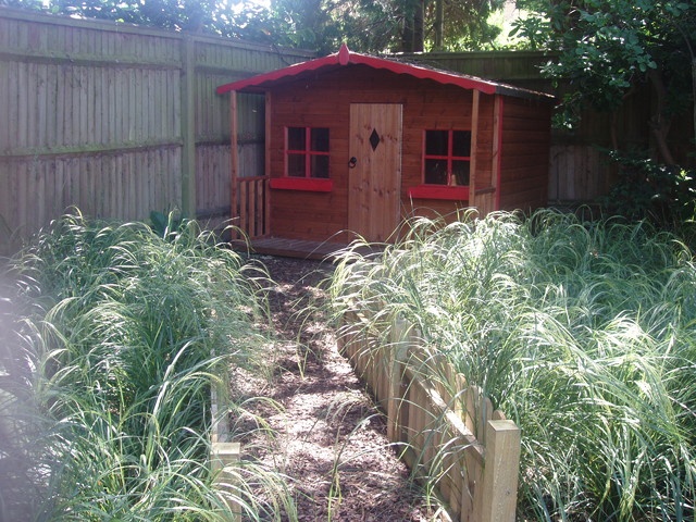 County family garden - contemporary - garage and shed - other ...
