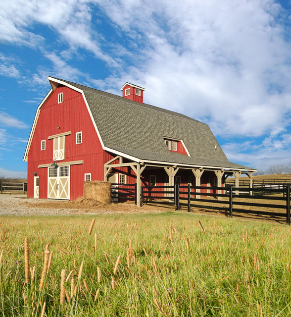 Gambrel Horse Barn in Nebraska - Traditional - Garage And Shed - other 