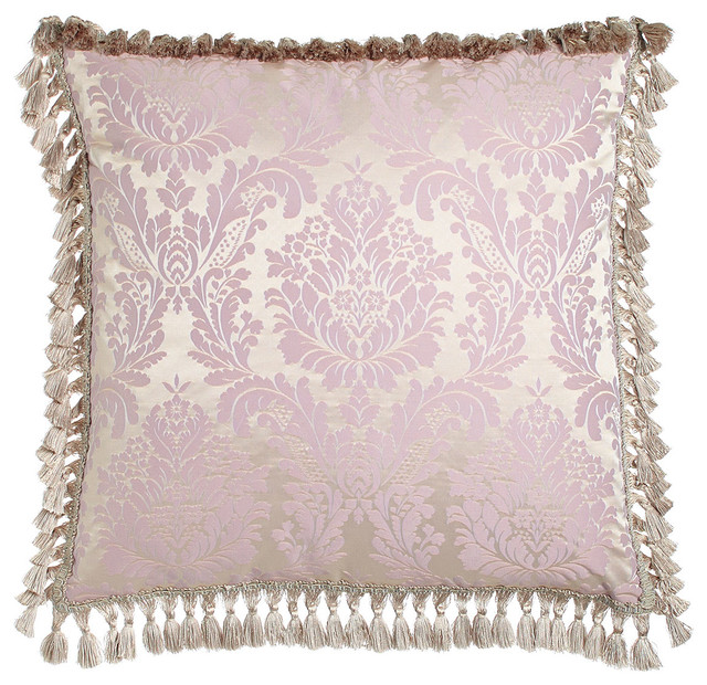 European Damask Sham with Tassel Fringe LAVENDER (EUROPEAN