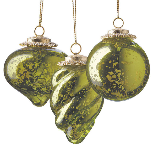 set of six green mini antique christmas ornaments set of six green mini antique christmas ornaments