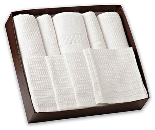 Complete Classic Waffle Weave Bath Set traditional-towels