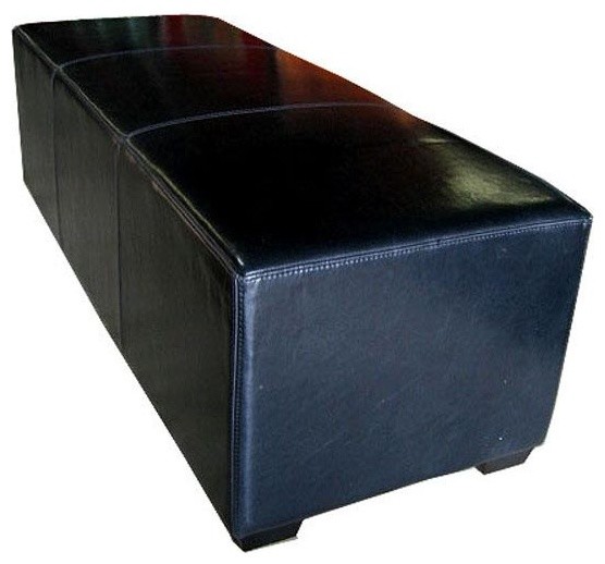 Zentique Leather Bench Ottoman-Black traditional-bedroom-benches