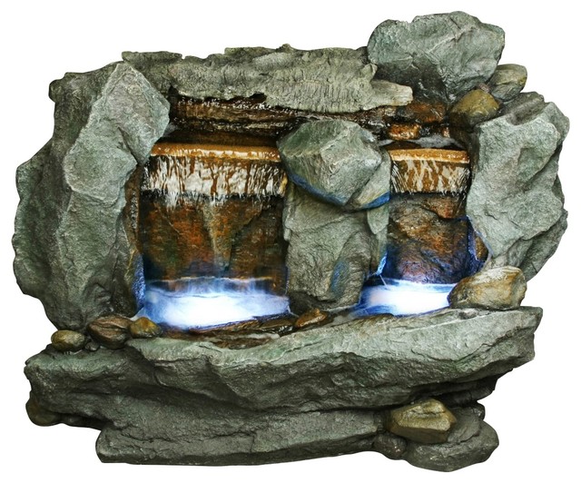 Yosemite LED Stacked Rock Cascading Fountain - Rustic - Outdoor ...