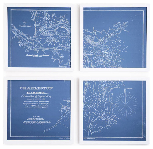 Colonial Nautical Charts Wall Art Traditional Artwork by Wisteria