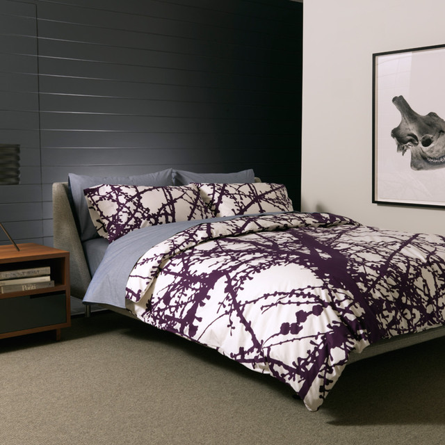 Unison Larch Bedding - Plum - Modern - Bedding - by Design Public