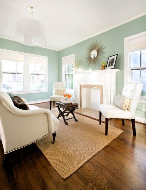 Living Room Decorated In Aquamarine And Chocolate - Home Interior ...