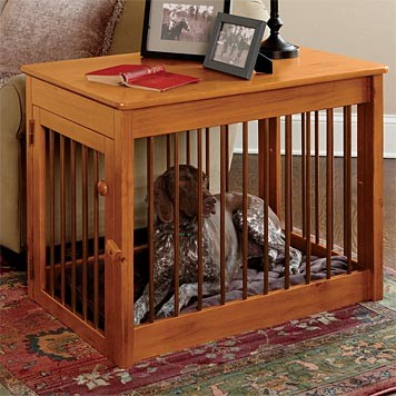 Wood Dog Crate / Wood/Metal Deluxe Dog Crate traditional-dog-kennels ...