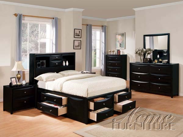 Finish Wood Storage Full Bookcase Captain Bed - contemporary-beds