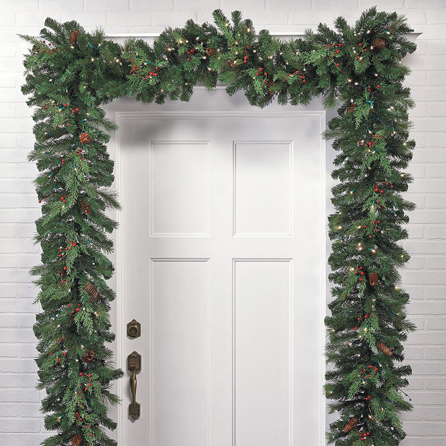 White Pine Cordless Christmas Garland Christmas Decor  Traditional