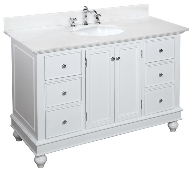 Bella 48in Bath Vanity (White/White) Traditional Bathroom Vanities