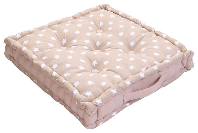 Beige Stars - Floor Cushion - Modern - Decorative Pillows - other metro - by Homescapes Europa Ltd
