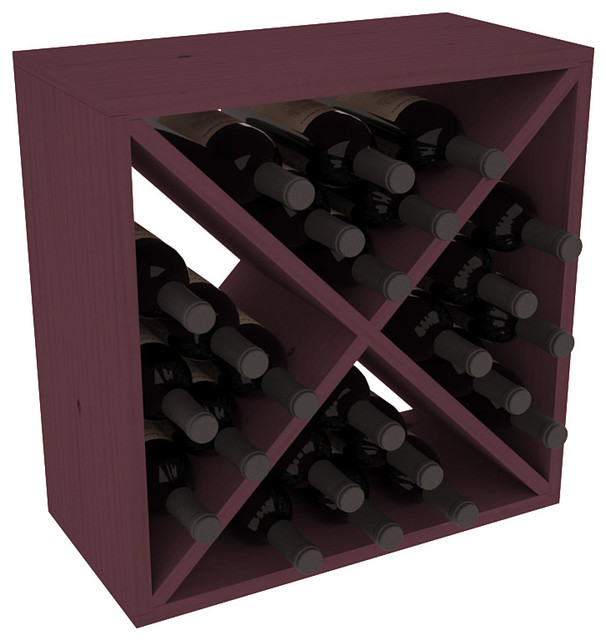 24 Bottle Wine Storage Cube in Ponderosa Pine, Burgundy Stain