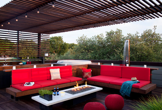 rooftop outdoor living with a hot tub and shower - modern - patio ...
