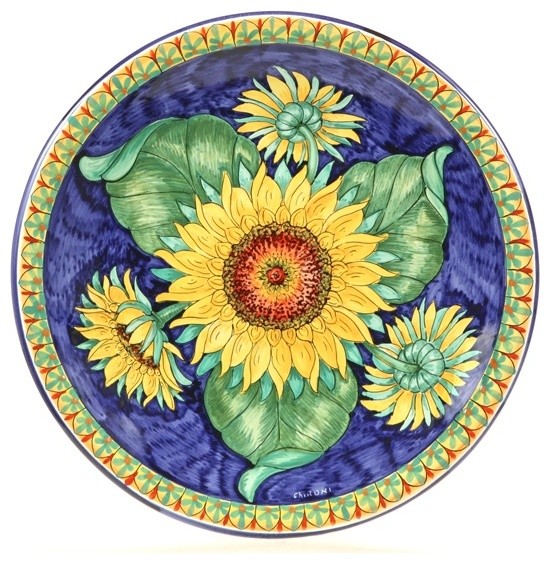 Tuscan Sunflowers 16" Large Decorative Plate Mediterranean