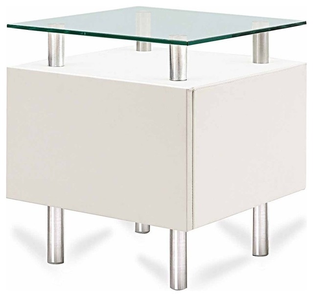 Modern white square end table with storage Molino Modern Side