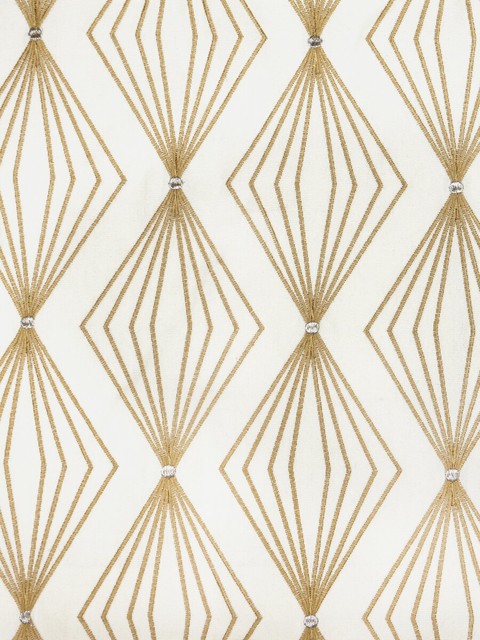 Taupe Embroidered Geometrical Cotton Fabrics modern