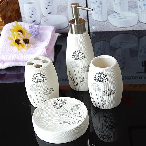 Delicate Dandelion Design Ceramic Bath Accessory Set Modern Bathroom Accessories by sinofaucet