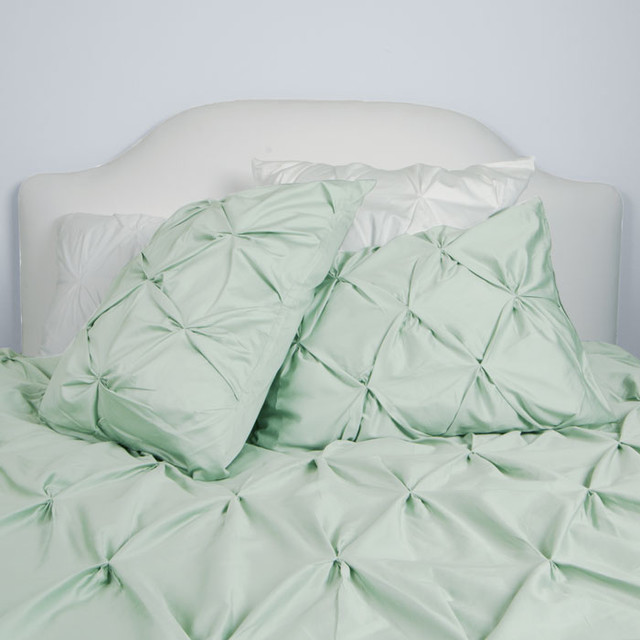 400 Thread Count Pintuck Duvet Cover, The Valencia Sea Foam Green