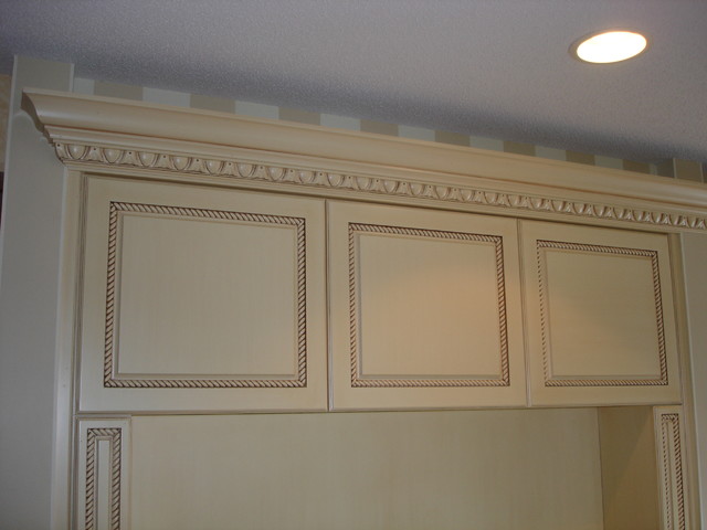 Painted & glazed media A/V cabinetry traditional-