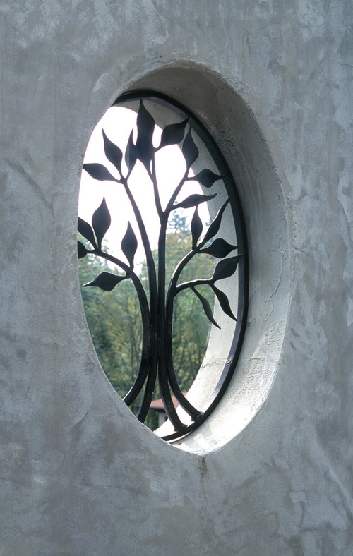 Landscape Window with decorative iron inserts