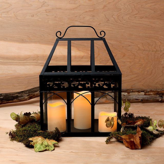 Glass Terrarium Lantern with Flameless Candles