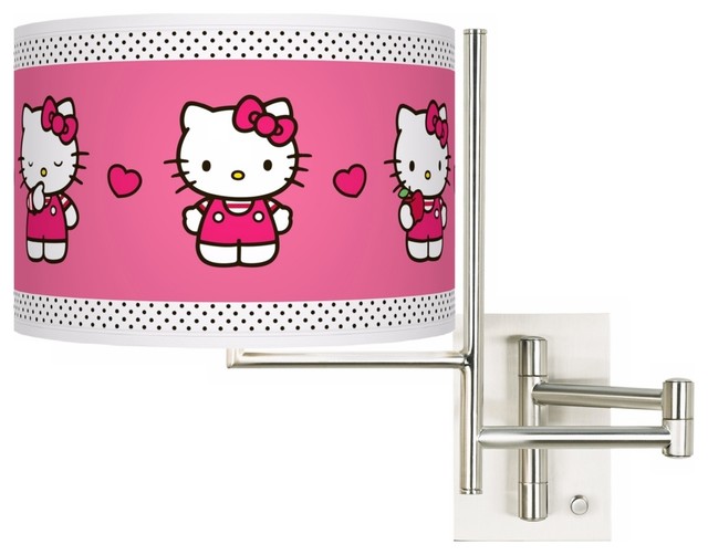 Kids Hello Kitty Pink and Polka Dots Plug-In Swing Arm Wall Light - Contemporary - Kids Lighting ...