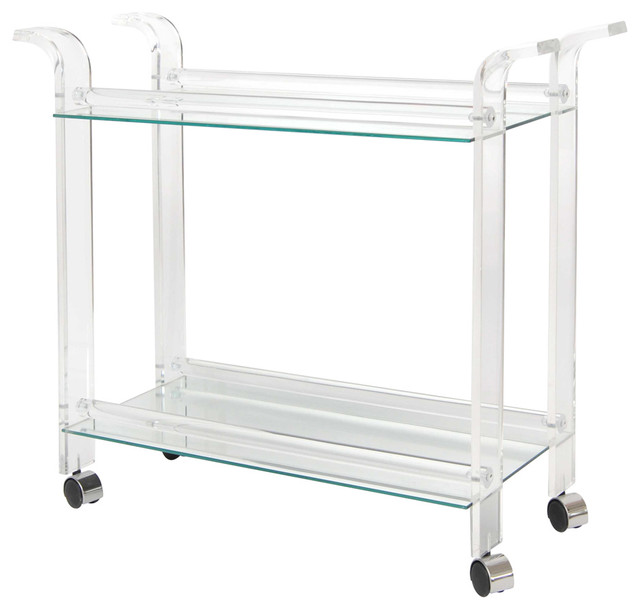 Vintage 1970s Lucite & Mirror Serving Bar Cart Contemporary Bar