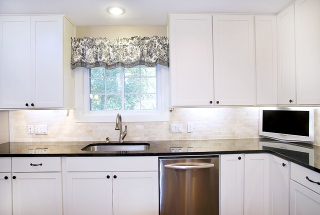Transitional White Kitchen - Shaker Style Cabinets - Traditional ...