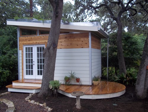 Little house studio- Contemporary Garage And Shed by Austin Landscape ContractorsPurple Fountain Tree 