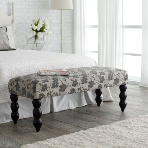 Altea Upholstered Bedroom Bench - Gray Floral traditional bedroom benches by www.houzz.com