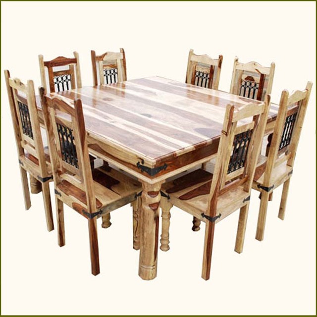 Elegant Square Transitional Solid Wood Dining Room Table and Chair ...