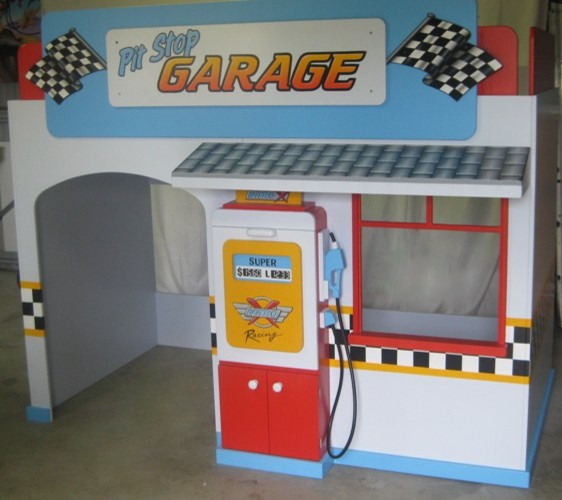 Boys Pit Stop Garage Playhouse Loft Bed - By KidSpace Playrooms ...
