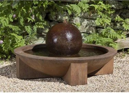 ... Low Zen Sphere Cast Stone Fountain contemporary outdoor fountains