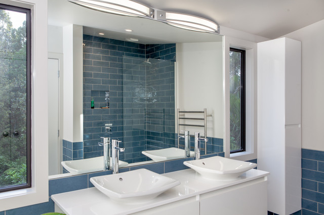 Blue Subway Tile Bathroom  Contemporary  Bathroom  auckland  by 