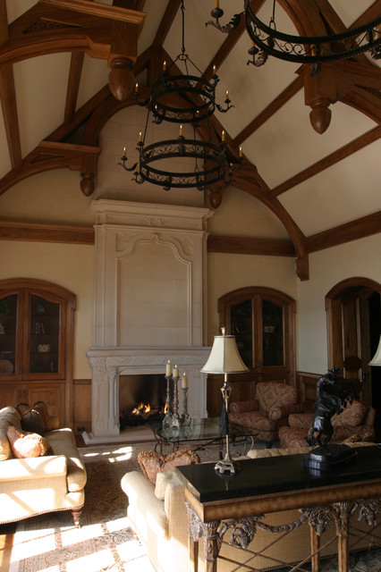 French Gothic Mantel with Overmantel - traditional - living room ...