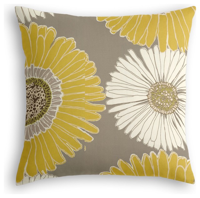 Yellow & Gray Giant Daisy Custom Throw Pillow Modern Decorative Pillows