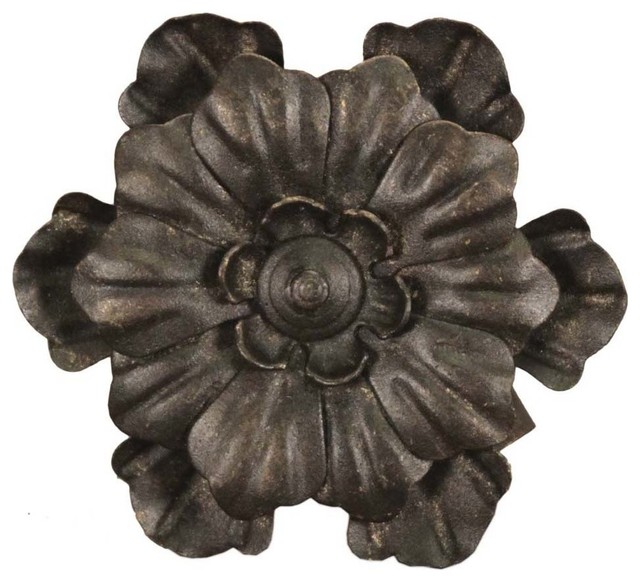 Metal Rod End Finial Flower Set of 2 (Bronze) Traditional