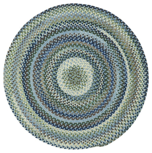 Braided Manchester Round 3' Round Light Blue Area Rug Contemporary