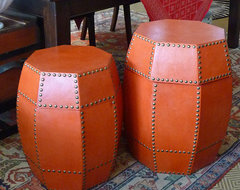 Octagonal Leather Box/Side Table mediterranean side tables and accent tables