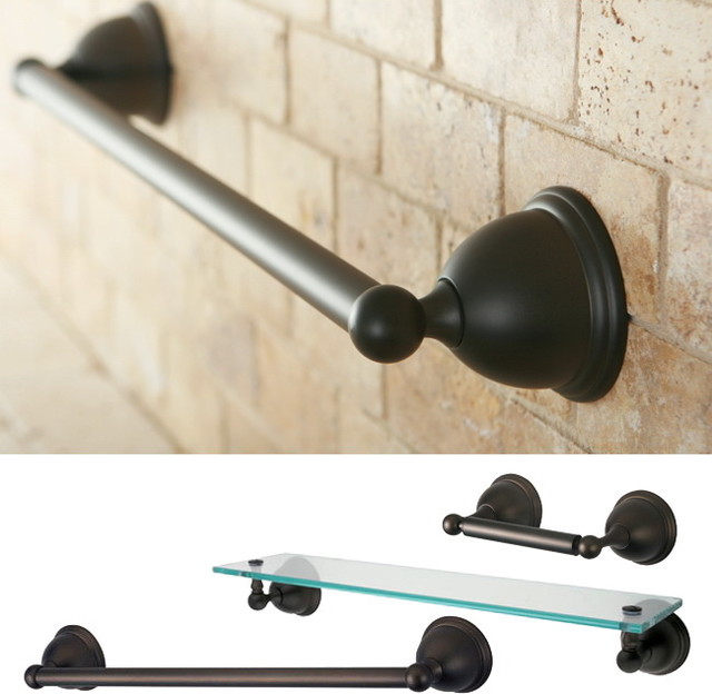 Restoration Oil Rubbed Bronze 3-piece Shelf and Towel Bar Set - Contemporary - Towel Bars And ...