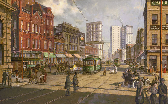 "Old Atlanta - Peachtree Street" by Paul McGehee traditional-artwork