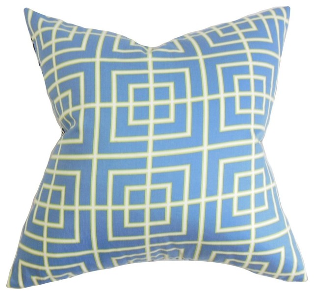 Helmut Geometric Pillow Blue 20" x 20" contemporary-decorative-pillows